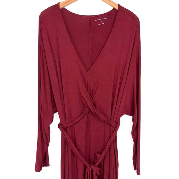 Universal Standard Modal Jersey Wrap Tie Front Dress in Cabernet Size XL - Picture 4 of 13